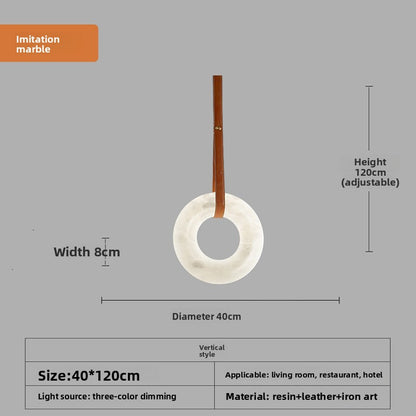 Lustre LED contemporain en composite effet marbre