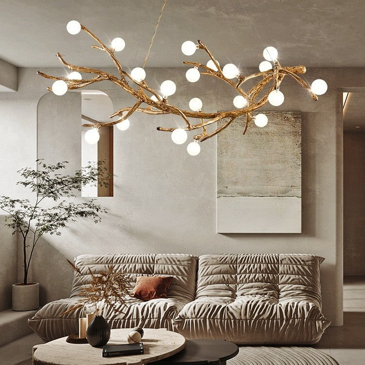Lustre LED sculptural à branches en résine