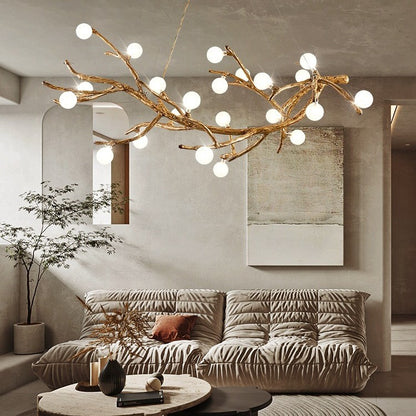 Lustre LED sculptural à branches en résine