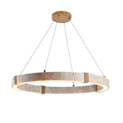 Suspension LED en travertin, inspiration japonaise