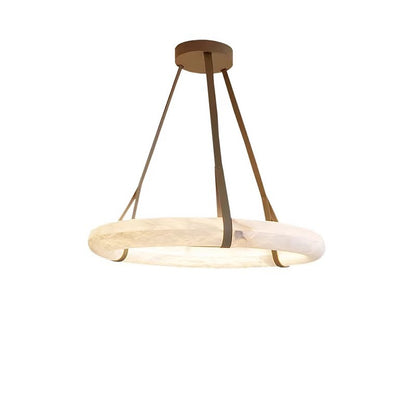 Lustre LED contemporain en composite effet marbre