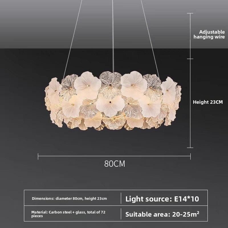 Lustre à pétales de verre, inspiration française