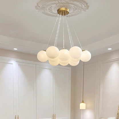Lustre LED à globes, inspiration lune et planètes