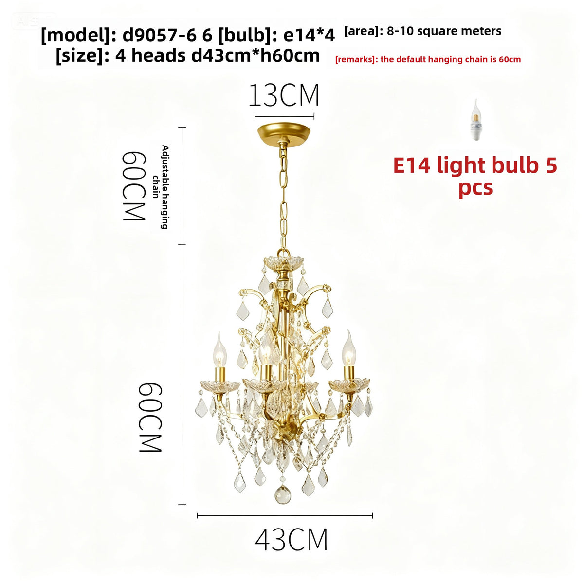 Lustre en cristal à abat-jour en tissu, style rétro