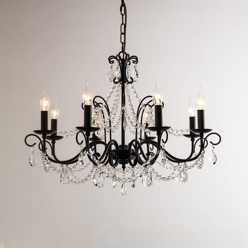 Lustre rétro à cristaux et éclairage LED