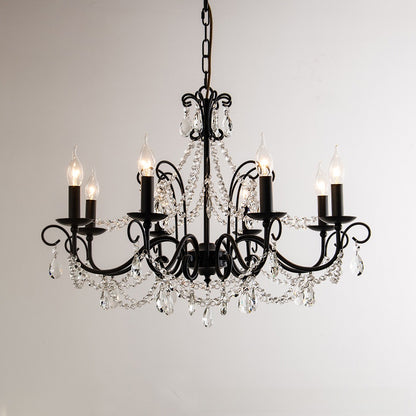 Lustre rétro à cristaux et éclairage LED
